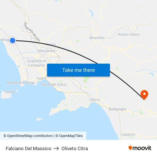 Falciano Del Massico to Oliveto Citra map