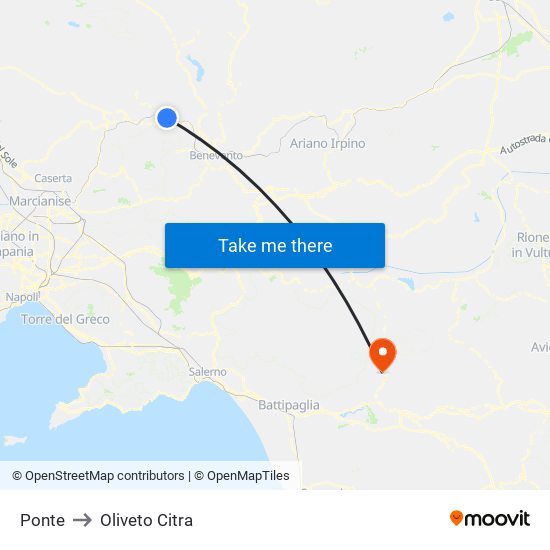 Ponte to Oliveto Citra map