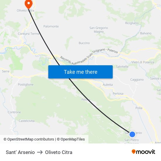 Sant' Arsenio to Oliveto Citra map