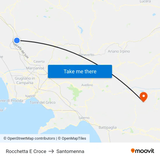 Rocchetta E Croce to Santomenna map