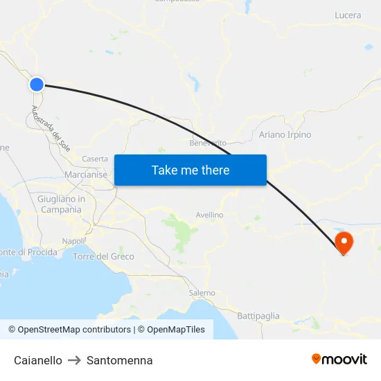 Caianello to Santomenna map