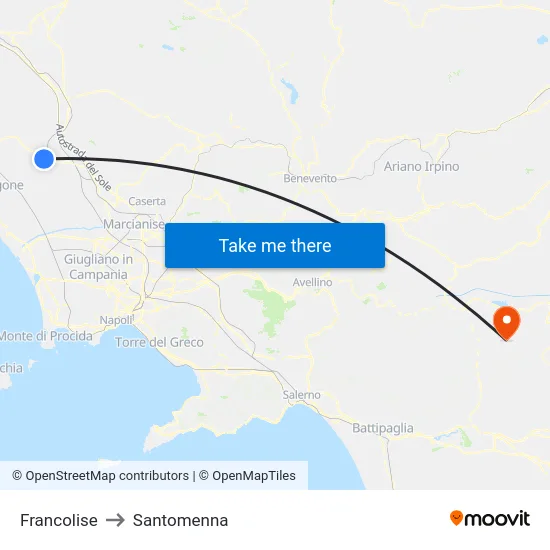 Francolise to Santomenna map