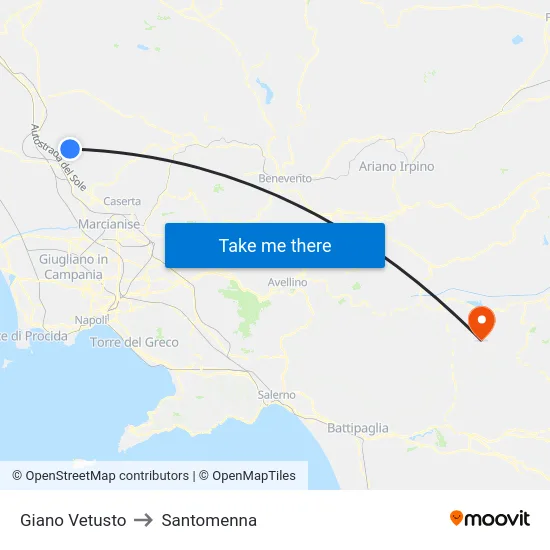 Giano Vetusto to Santomenna map