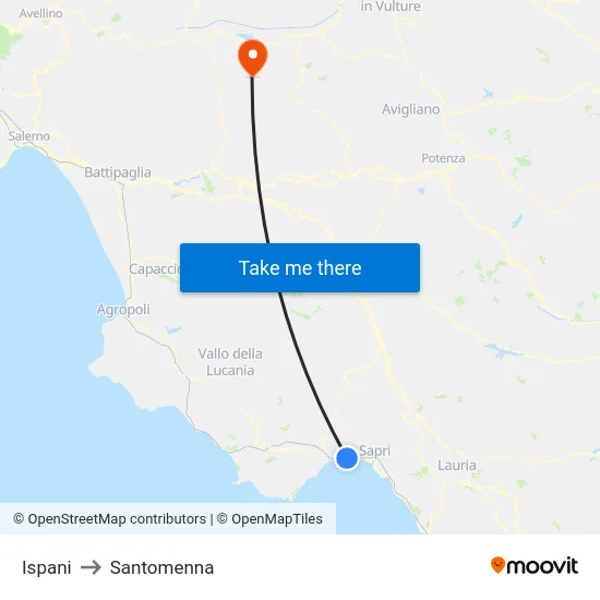 Ispani to Santomenna map