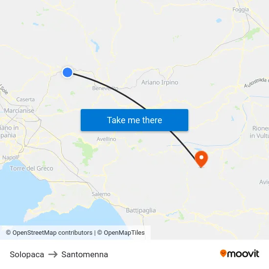 Solopaca to Santomenna map