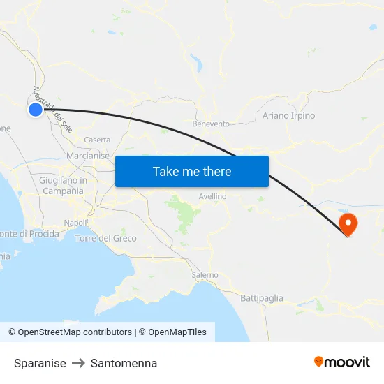 Sparanise to Santomenna map