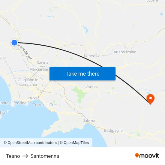 Teano to Santomenna map