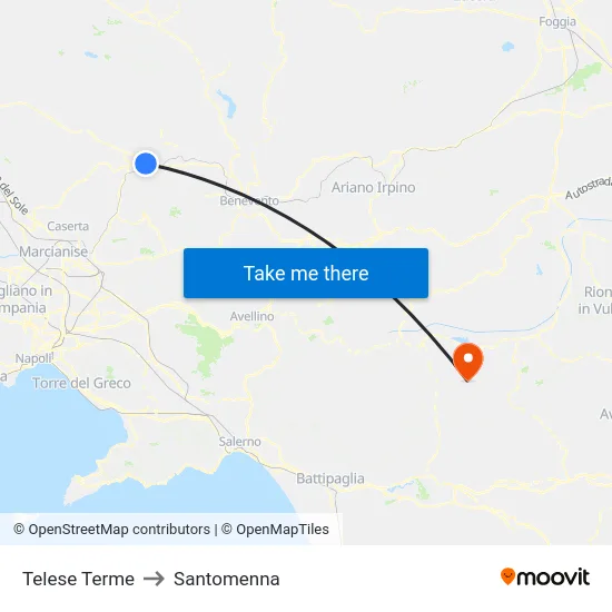 Telese Terme to Santomenna map