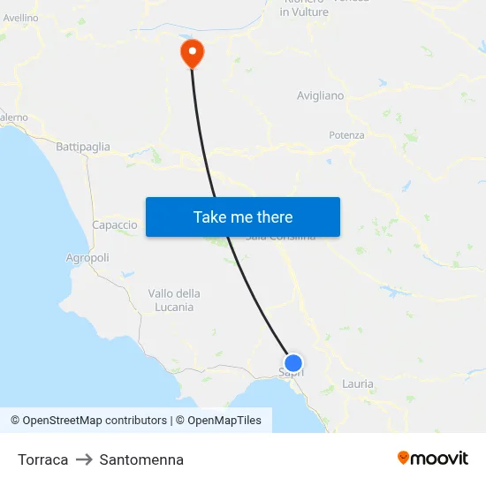 Torraca to Santomenna map