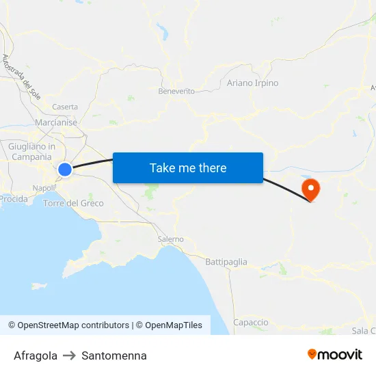 Afragola to Santomenna map