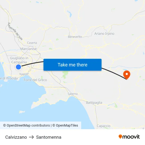 Calvizzano to Santomenna map