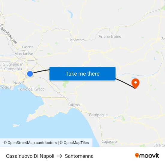 Casalnuovo Di Napoli to Santomenna map
