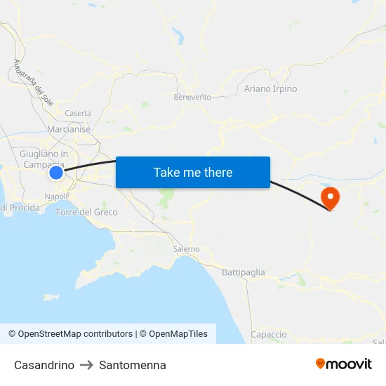 Casandrino to Santomenna map
