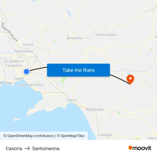Casoria to Santomenna map