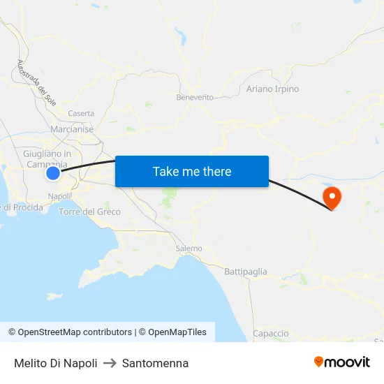 Melito Di Napoli to Santomenna map