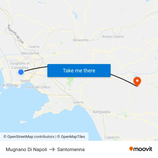 Mugnano Di Napoli to Santomenna map