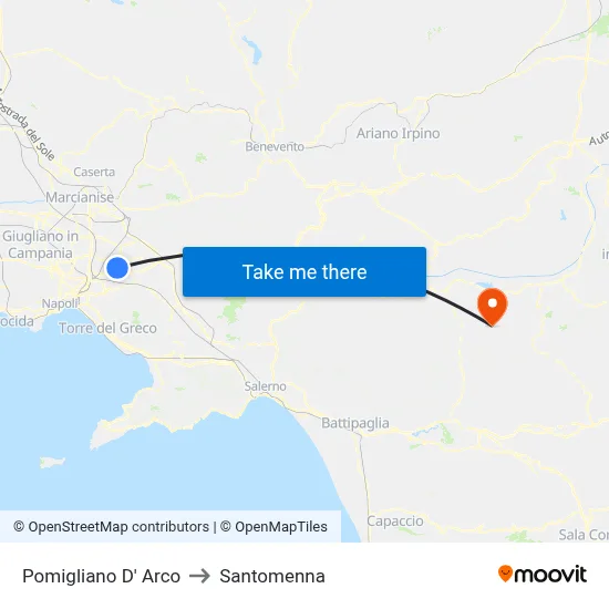 Pomigliano D' Arco to Santomenna map
