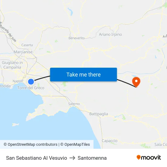 San Sebastiano Al Vesuvio to Santomenna map