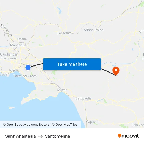 Sant' Anastasia to Santomenna map