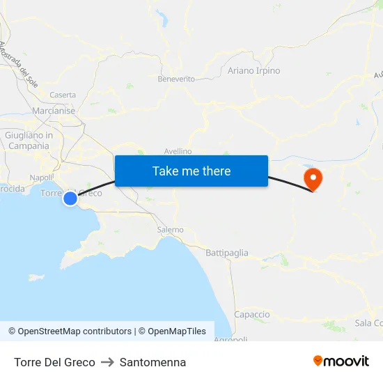 Torre Del Greco to Santomenna map