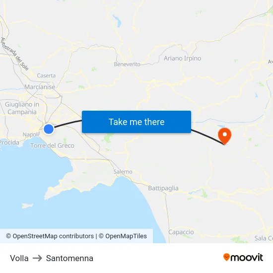 Volla to Santomenna map