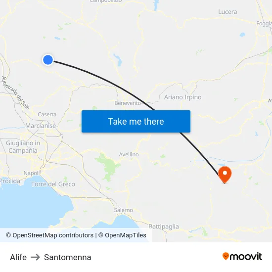 Alife to Santomenna map