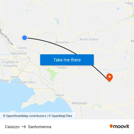 Caiazzo to Santomenna map
