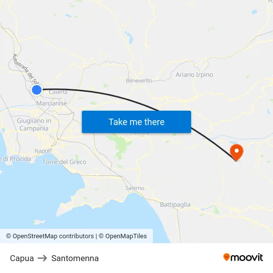 Capua to Santomenna map