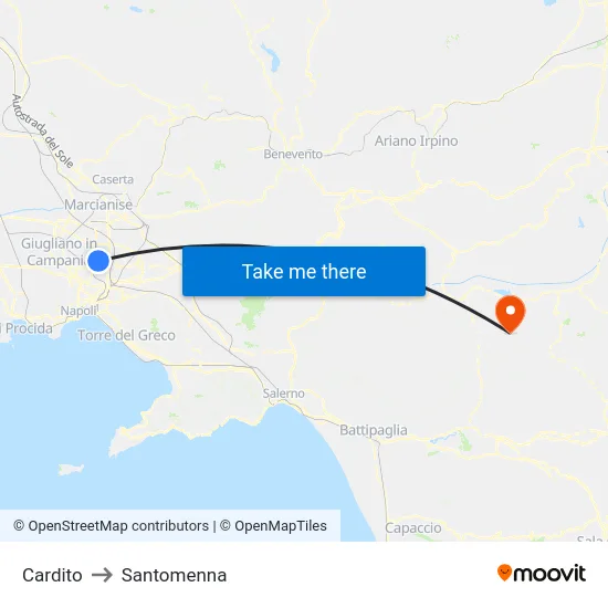 Cardito to Santomenna map