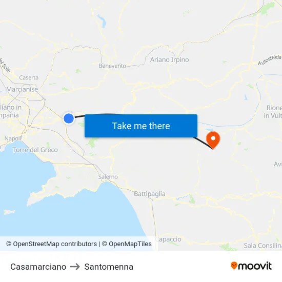 Casamarciano to Santomenna map