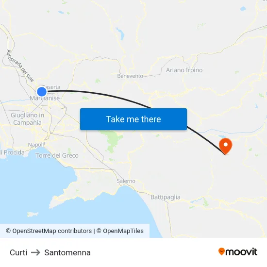 Curti to Santomenna map