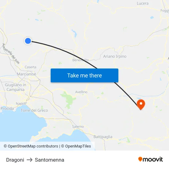 Dragoni to Santomenna map