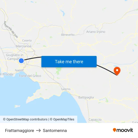 Frattamaggiore to Santomenna map