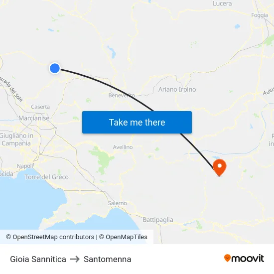 Gioia Sannitica to Santomenna map