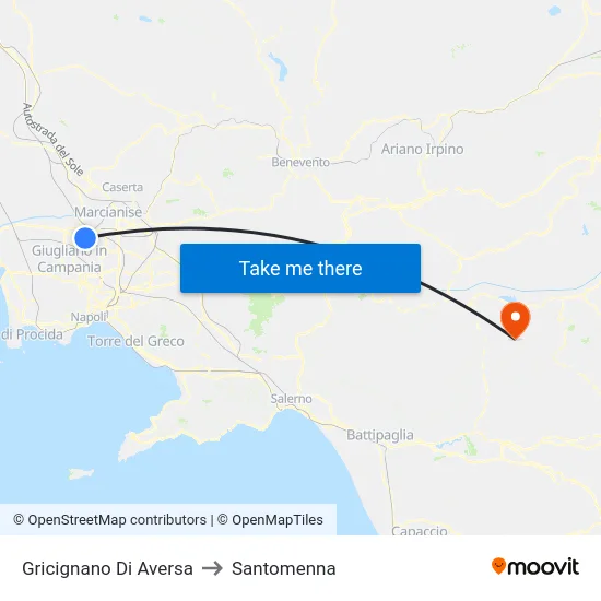 Gricignano Di Aversa to Santomenna map