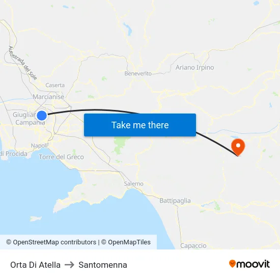Orta Di Atella to Santomenna map