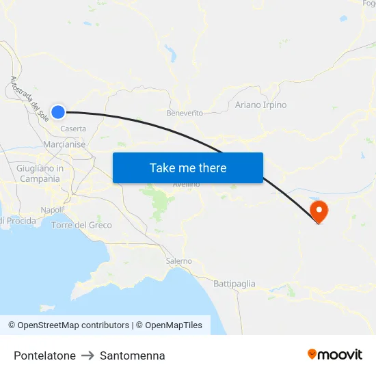Pontelatone to Santomenna map