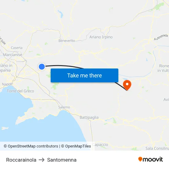Roccarainola to Santomenna map