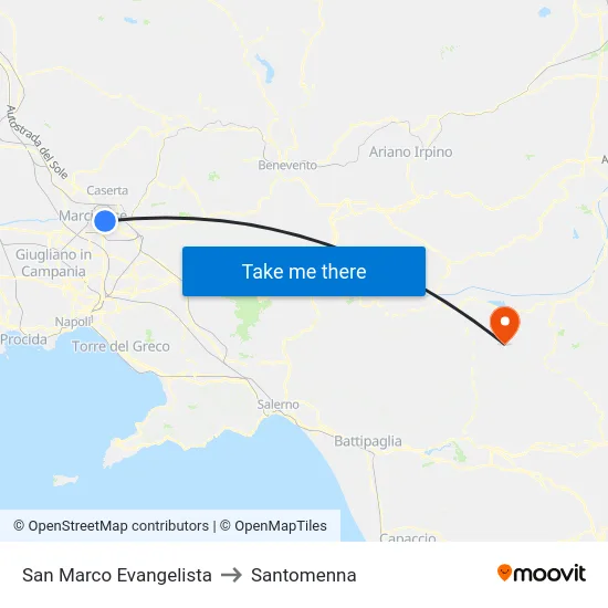 San Marco Evangelista to Santomenna map