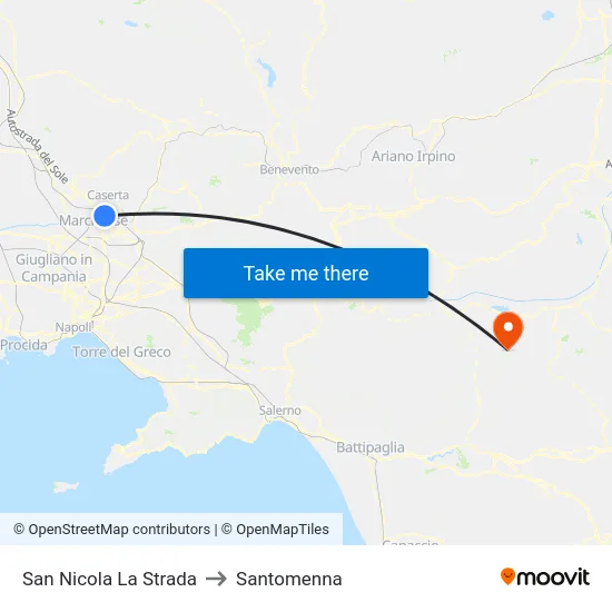 San Nicola La Strada to Santomenna map