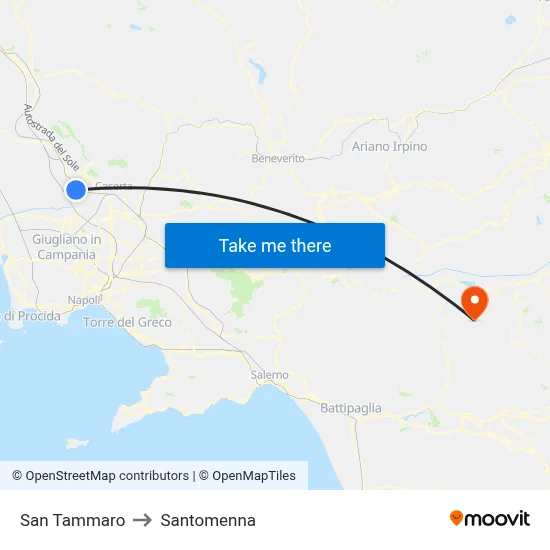 San Tammaro to Santomenna map