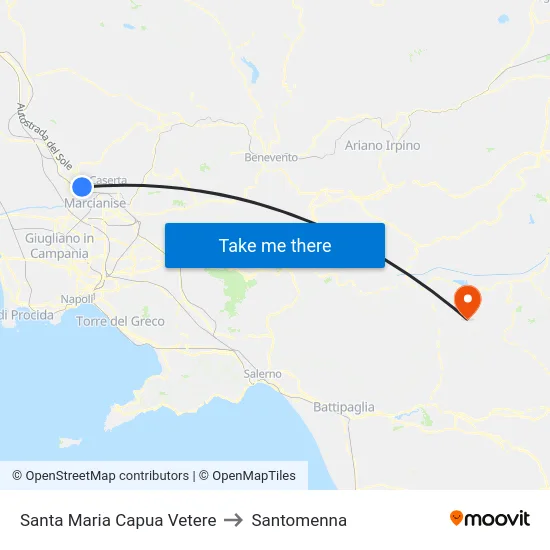 Santa Maria Capua Vetere to Santomenna map