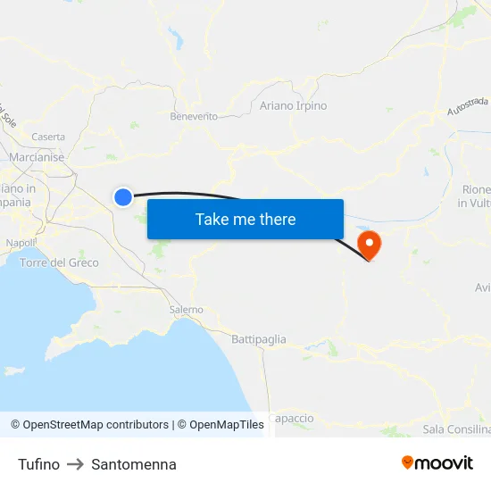 Tufino to Santomenna map