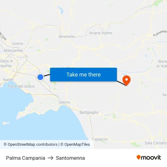 Palma Campania to Santomenna map