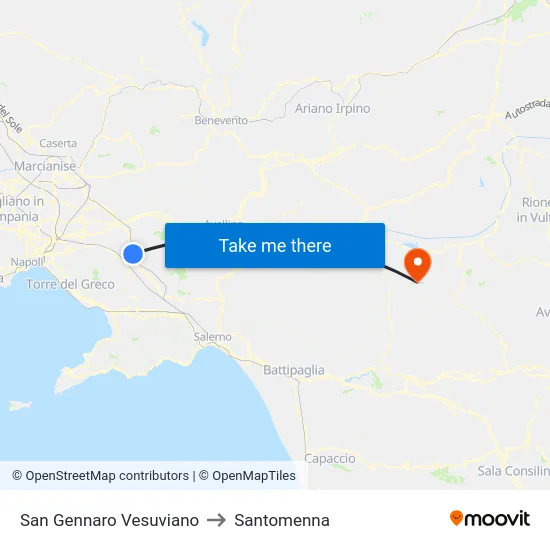 San Gennaro Vesuviano to Santomenna map