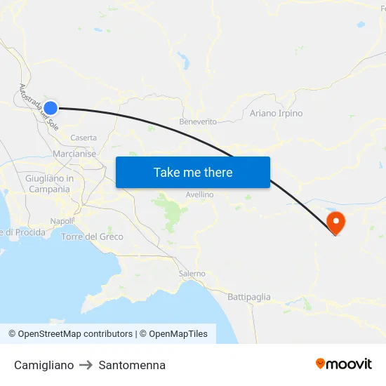 Camigliano to Santomenna map