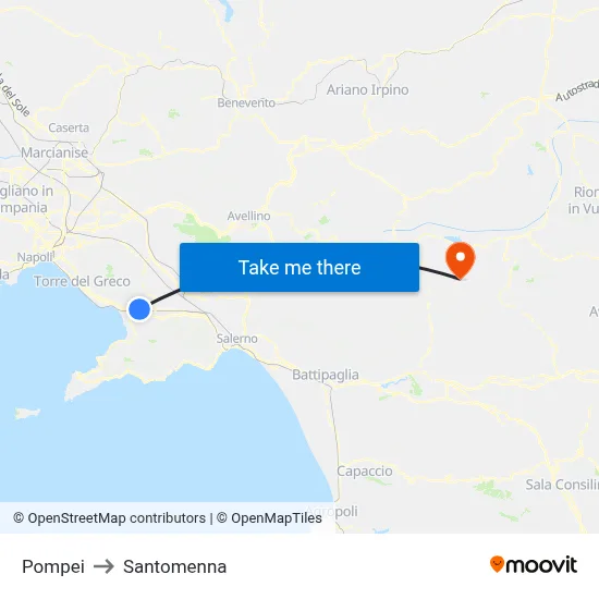 Pompei to Santomenna map