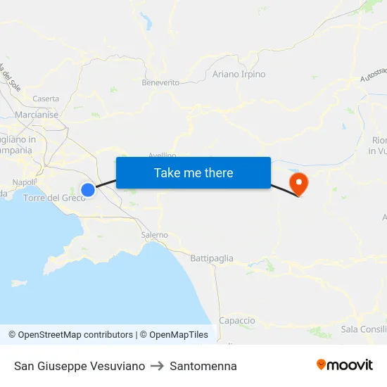 San Giuseppe Vesuviano to Santomenna map