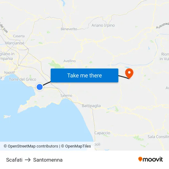 Scafati to Santomenna map