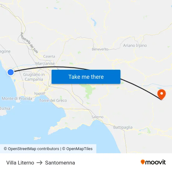 Villa Literno to Santomenna map